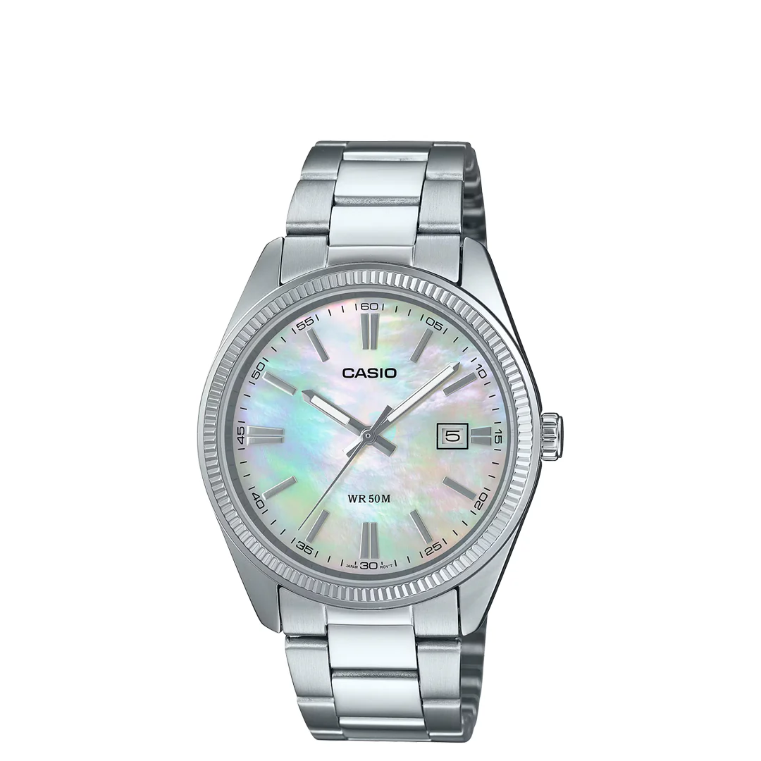 ANALOG SILVER PEARL WATCH MTP-1302PSC-7A