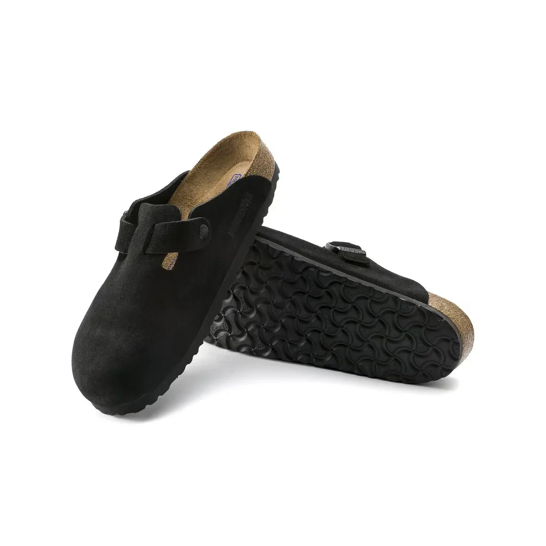 BOSTON SOFT FOOTBED SUEDE LEATHER - BLACK (NARROW FIT) - Image 2