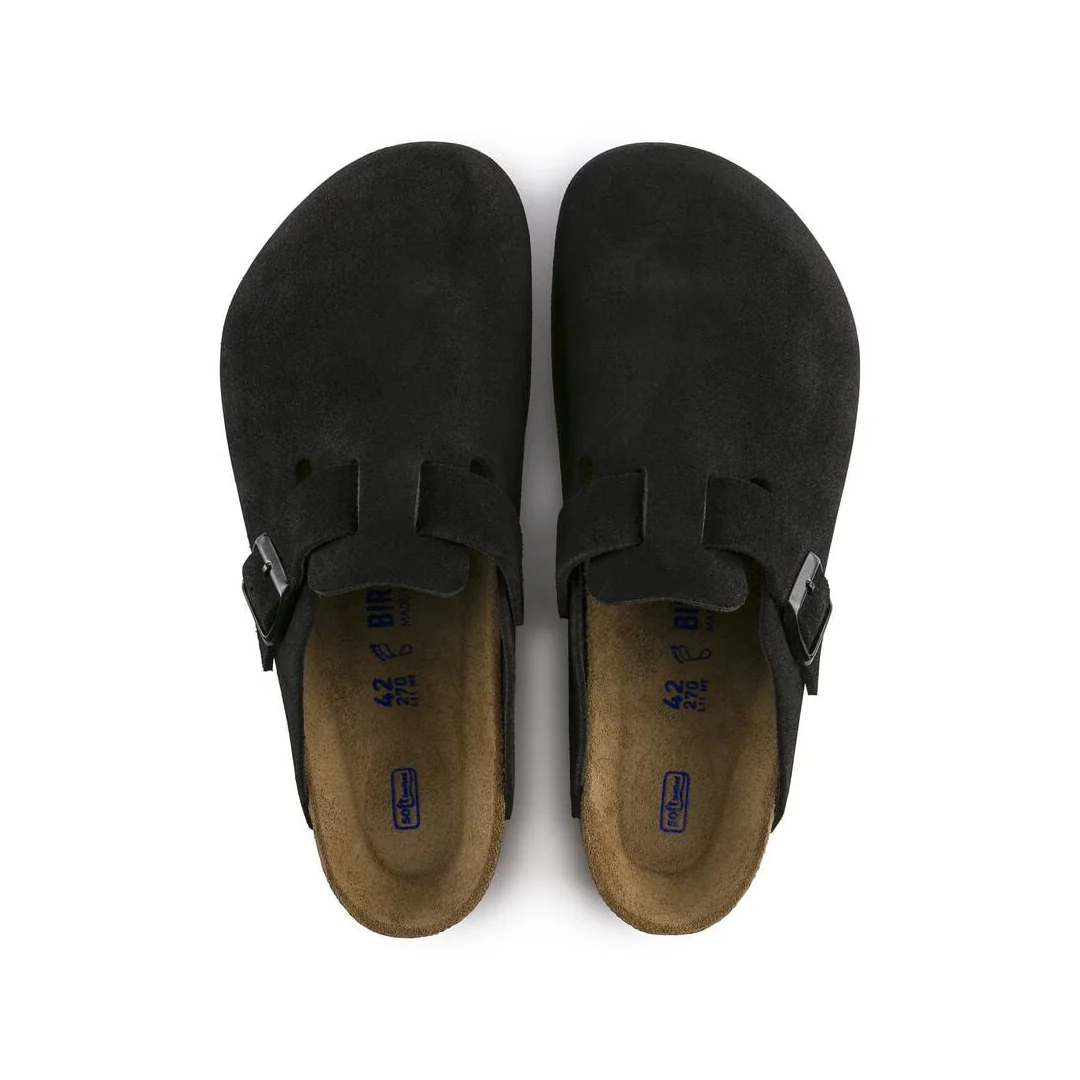 BOSTON SOFT FOOTBED SUEDE LEATHER - BLACK (NARROW FIT) - Image 3