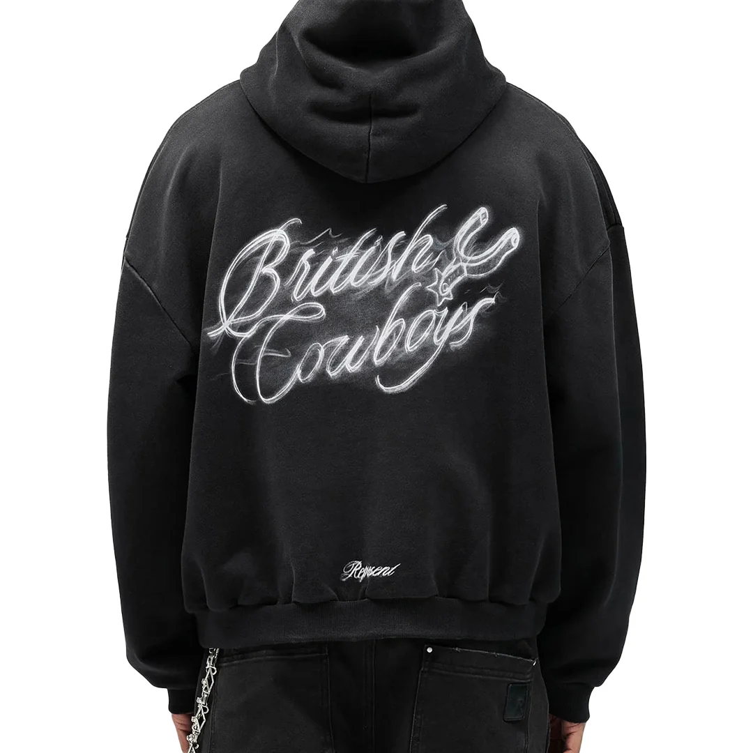BRITISH COWBOYS HOODIE STAINED BLACK - Image 2