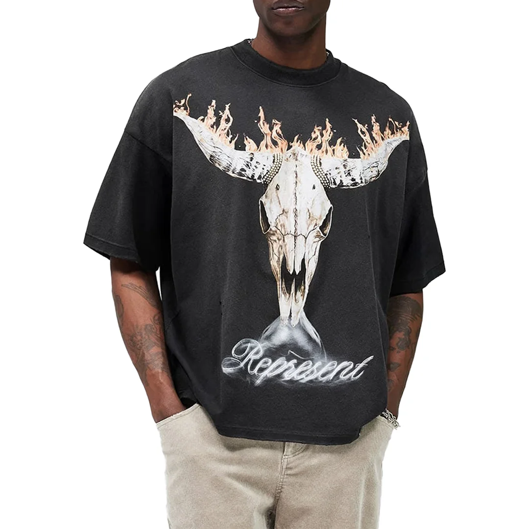 BRITISH COWBOYS T-SHIRT STAINED BLACK