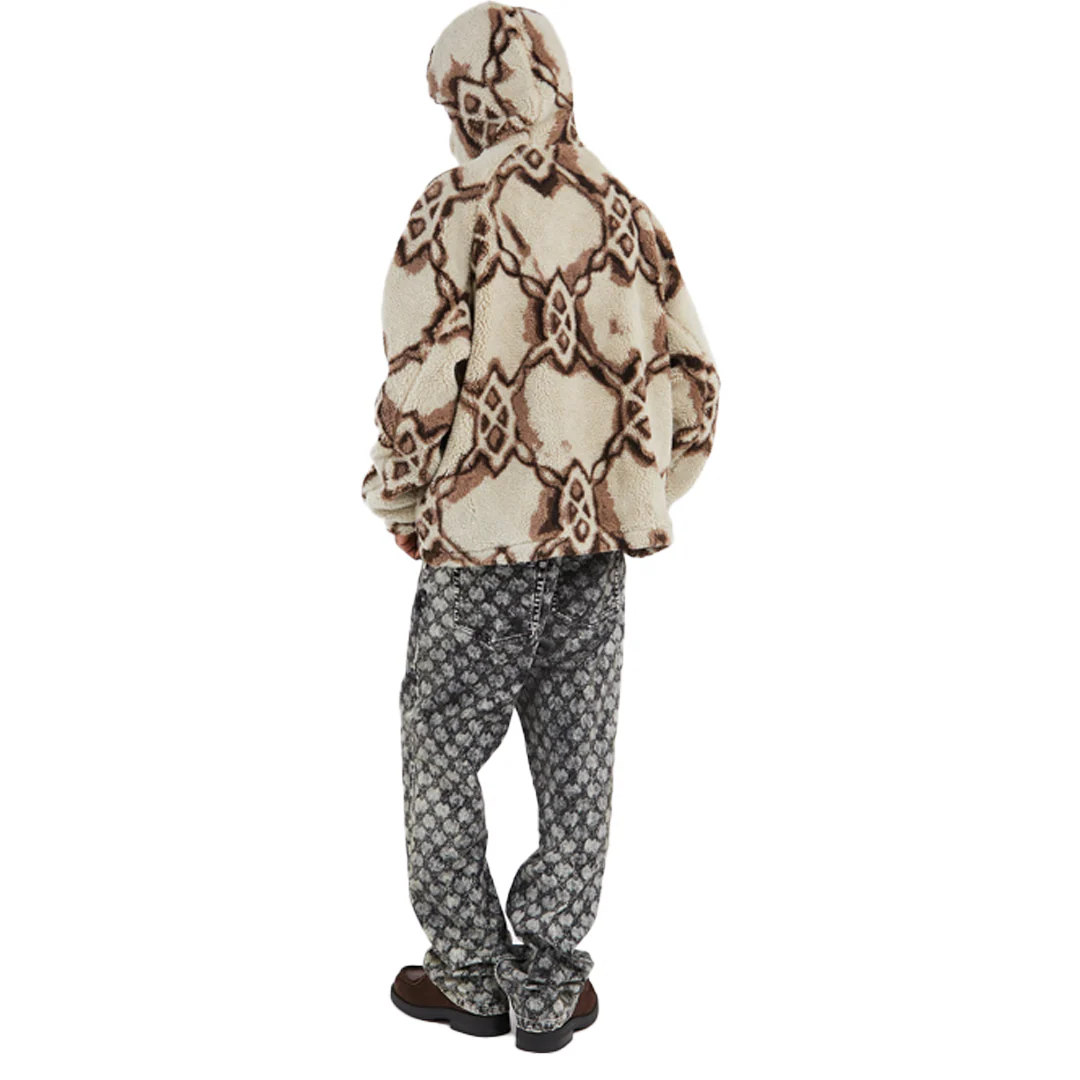 BURNED SHIELD SHERPA HOODIE OFF WHITE - Image 3
