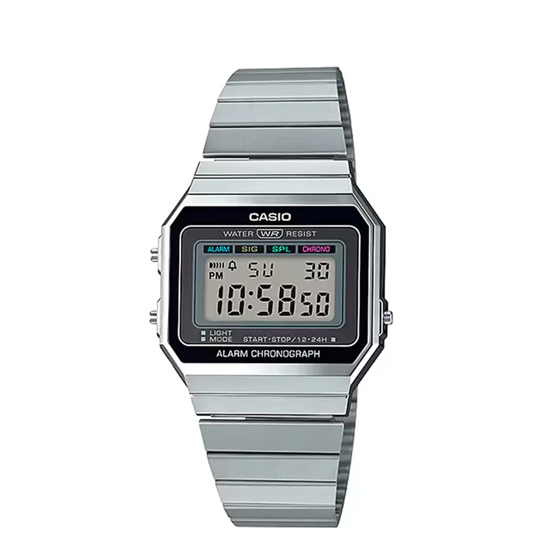 VINTAGE A700W-1A DIGITAL DISPLAY QUARTZ SILVER WATCH