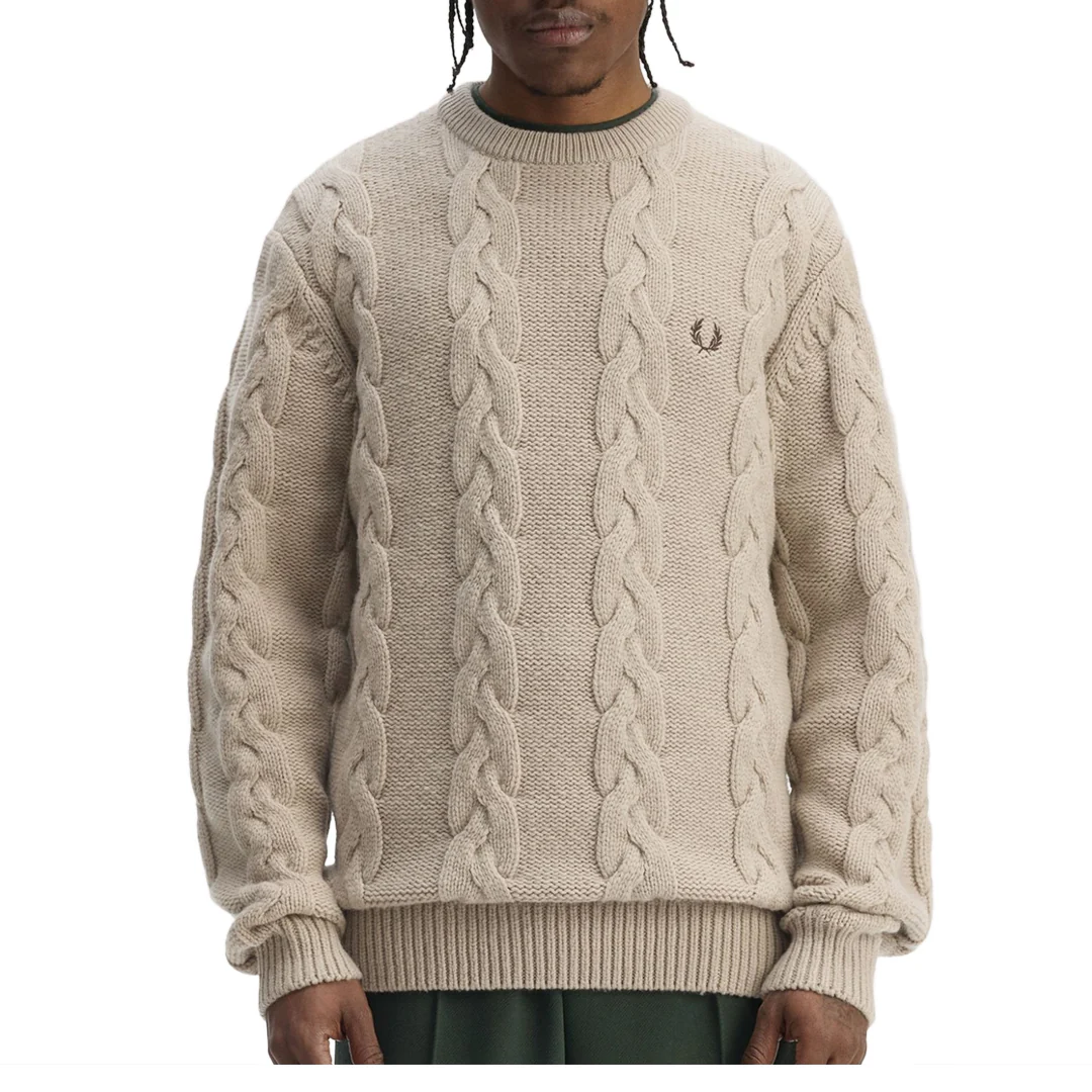 CHUNKY CABLE KNIT JUMPER WARM OAT - Image 3