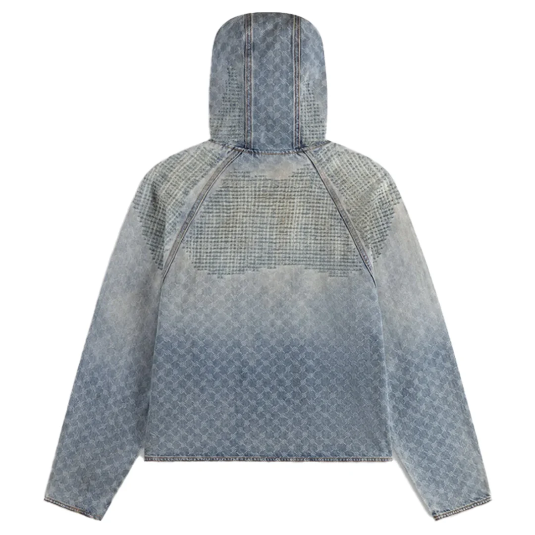 DESTROYED DENIM HOODIE BLUE - Image 2