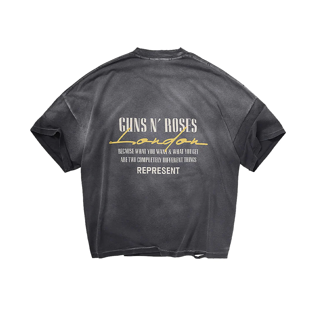 GUNS N' ROSES CROSS T-SHIRT STAINED BLACK - Image 2