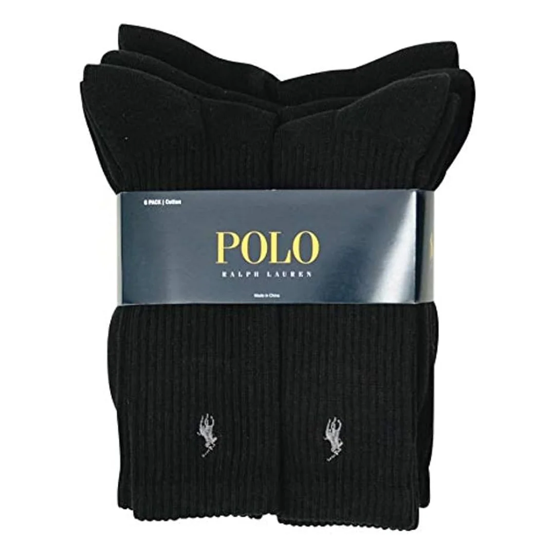 HALF CUSHION CREW SOCKS BLACK 6-PACK - Image 2