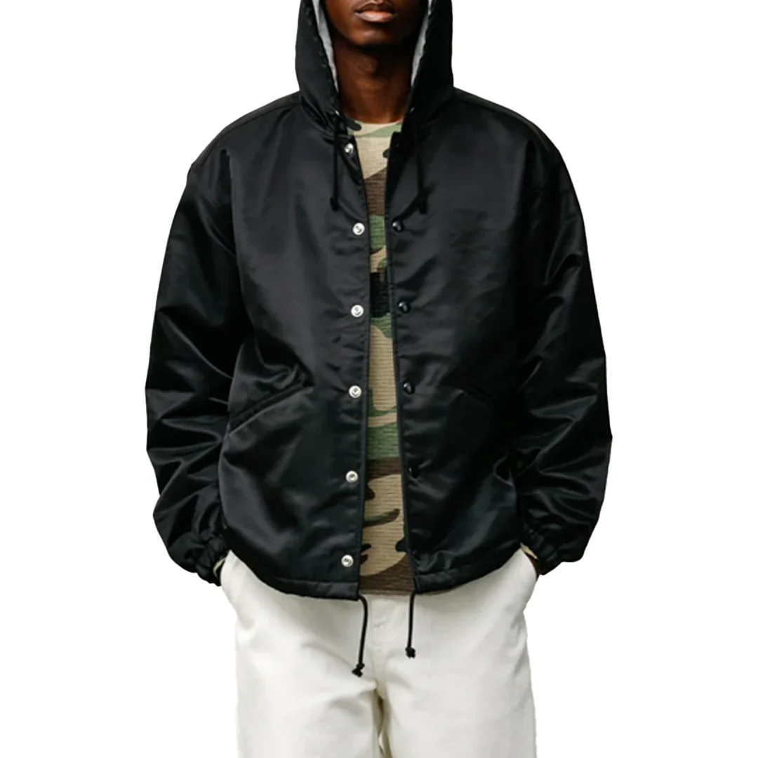 HOODED COACHES JACKET BLACK - Image 2