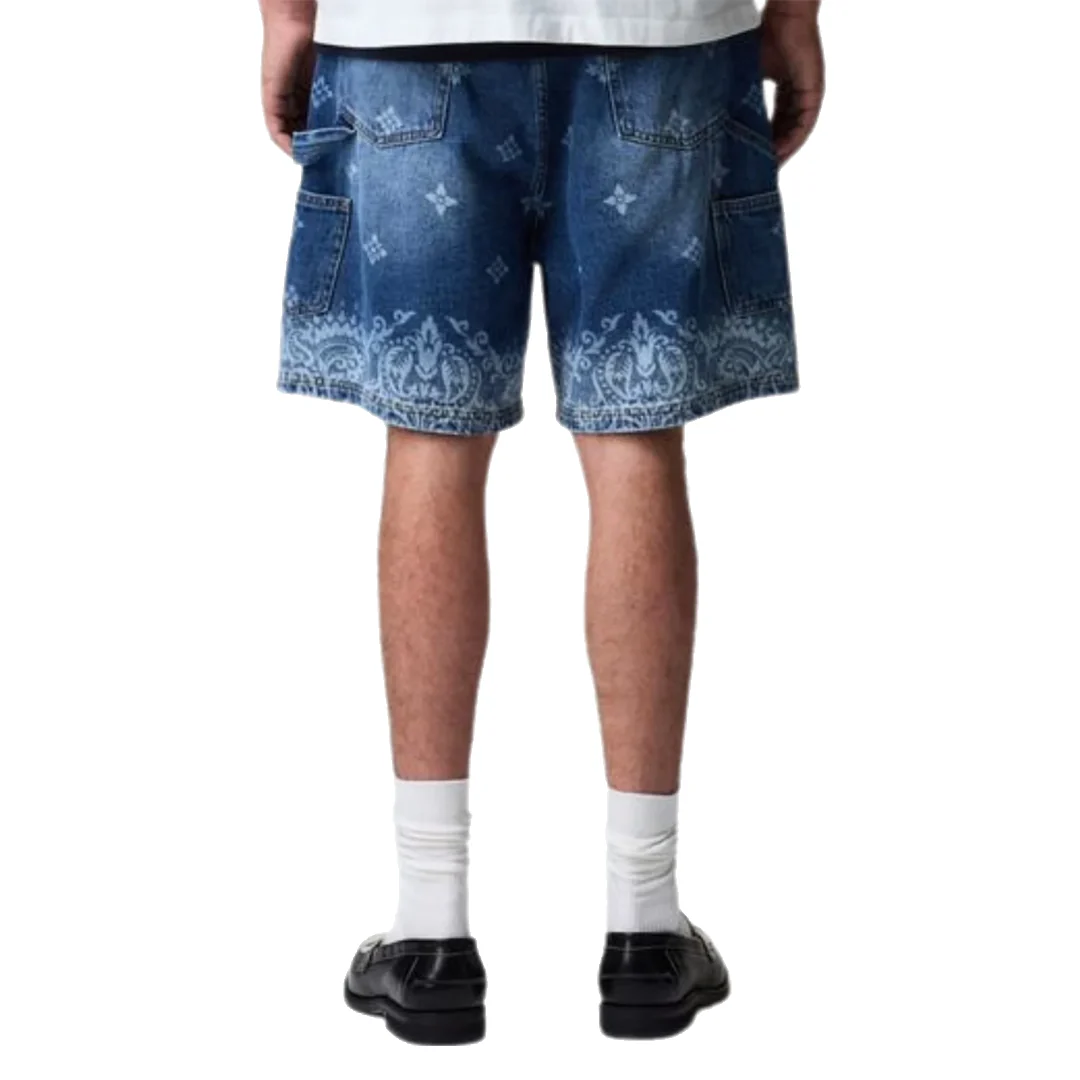 LASER PRINT DENIM SHORTS MID BLUE - Image 2
