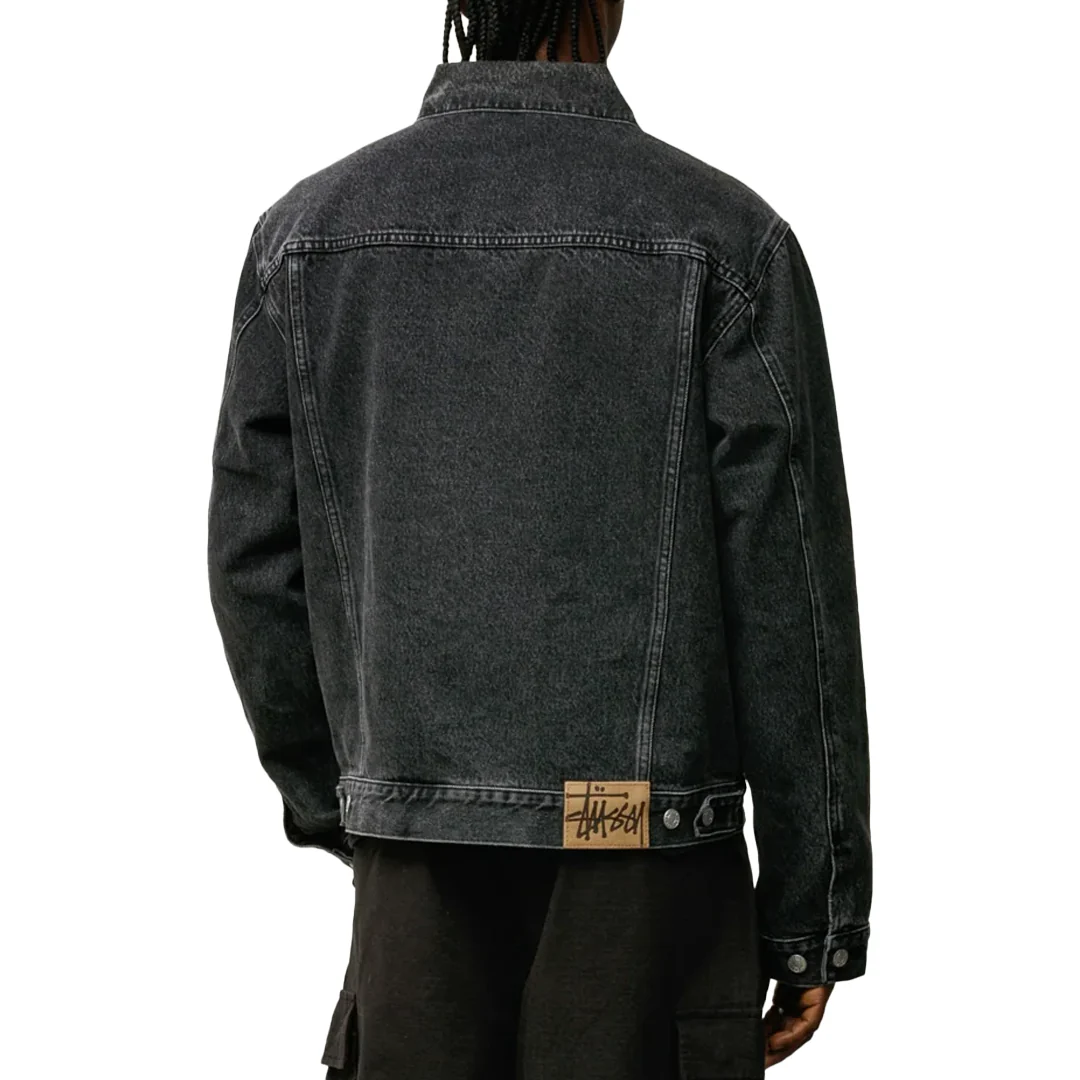 LINED DENIM TRUCKER JACKET BLACK - Image 3