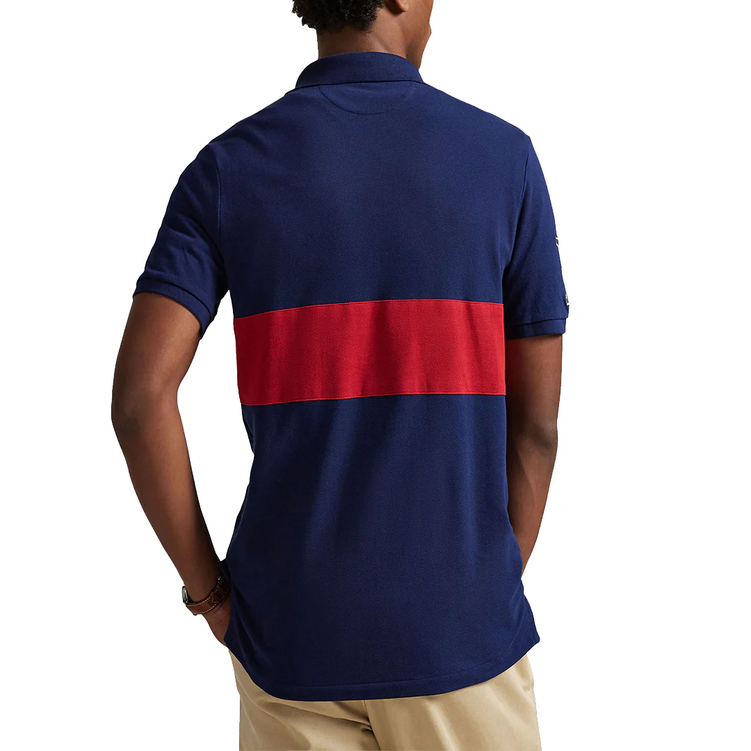 MESH KNIT POLO NEWPORT NAVY/SWEET TOMATO - Image 3