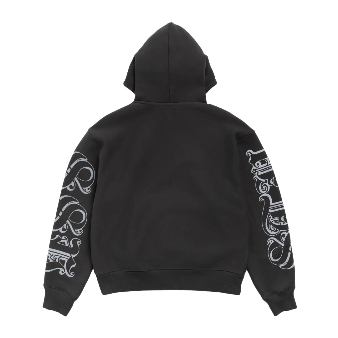 MOTIF PRINT HOODIE BLACK - Image 2