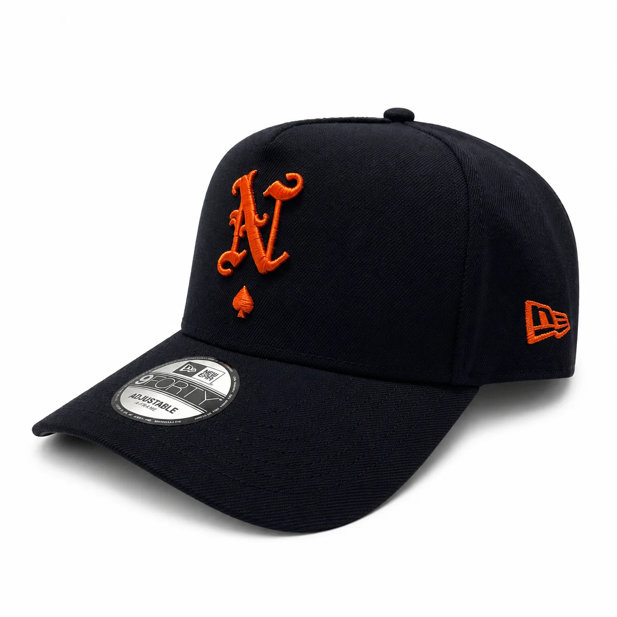 NEW ERA X NRML "ACE OF SPADES" 9FORTY ADJUSTABLE NAVY & ORANGE