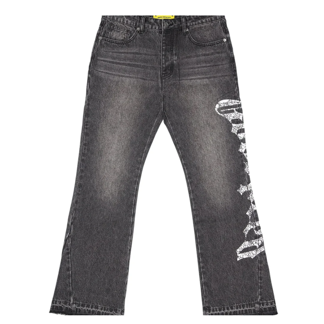 OG LOGO FLARED DENIM WASHED GREY