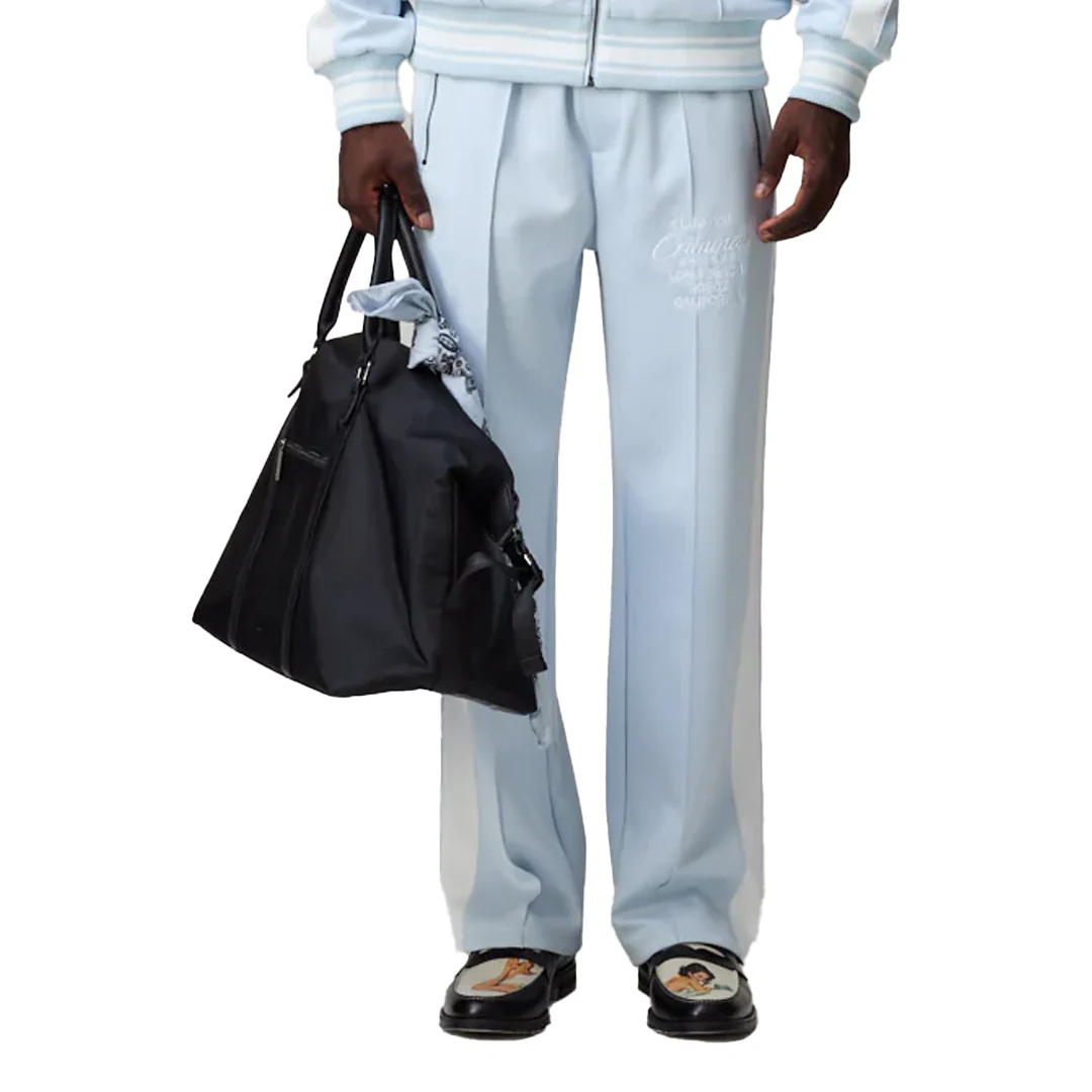 PIN TUCK TRACK PANT BLUE/OFF WHITE