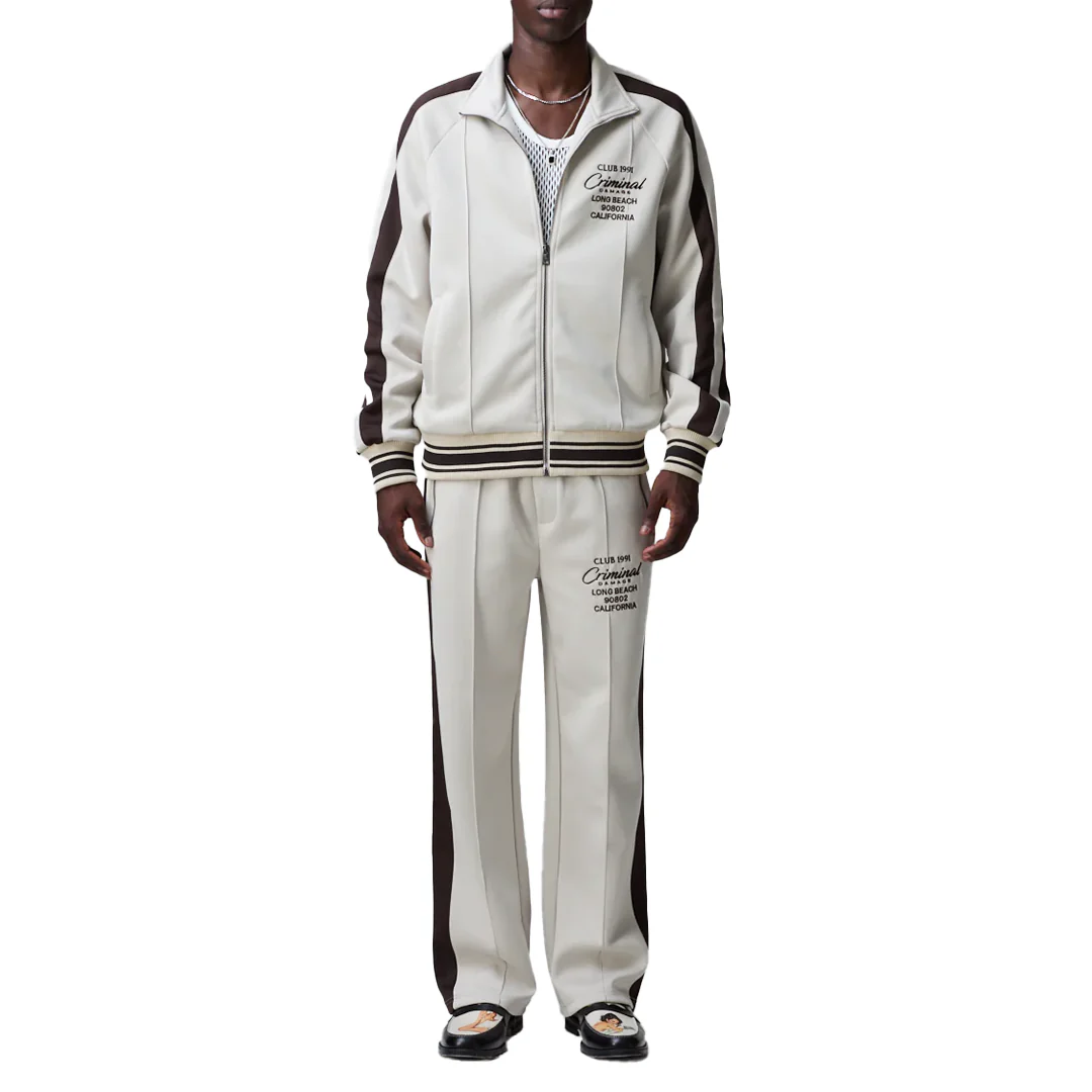 PIN TUCK TRACK TOP STONE/BROWN - Image 4
