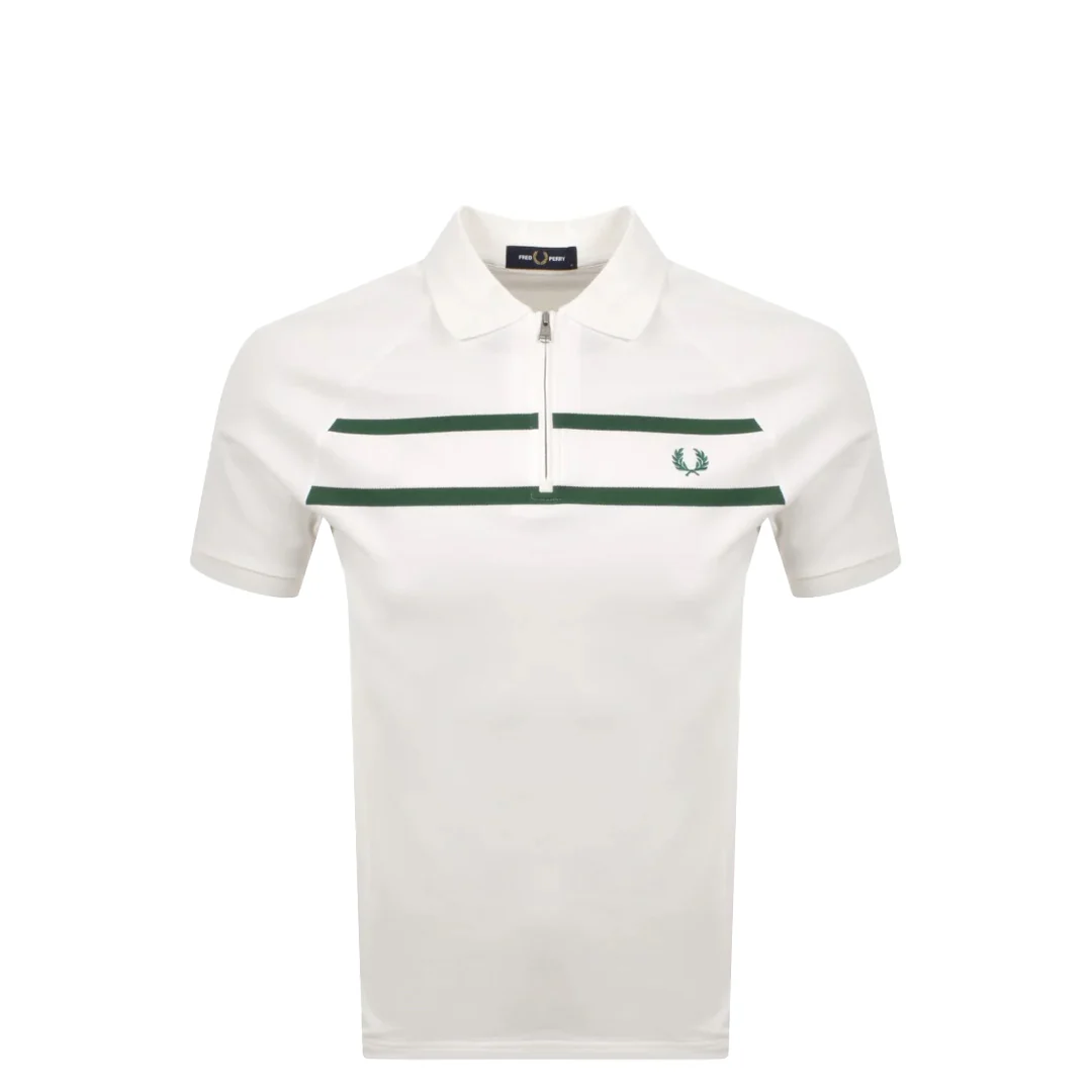 PIQUE ZIP NECK POLO SHIRT SNOW WHITE