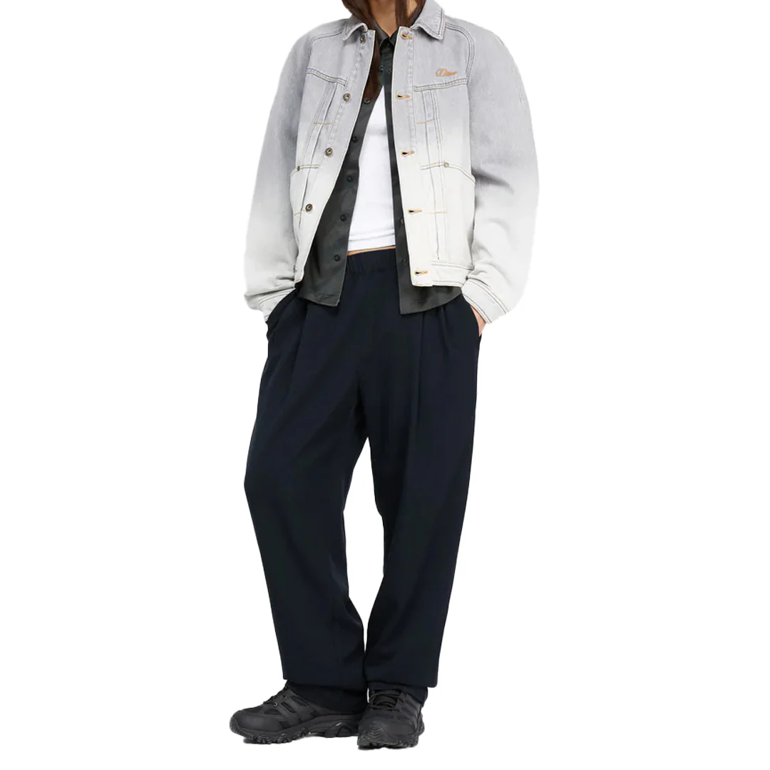 PLEATED TWILL PANTS CHARCOAL BLUE - Image 3