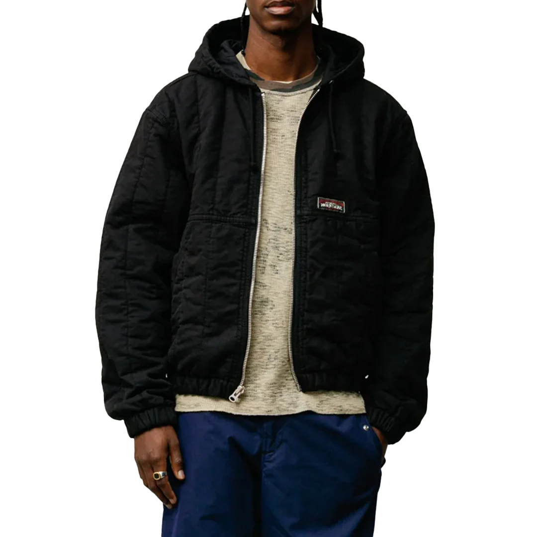 QUILTED CANVAS WORK JACKET BLACK - Image 3
