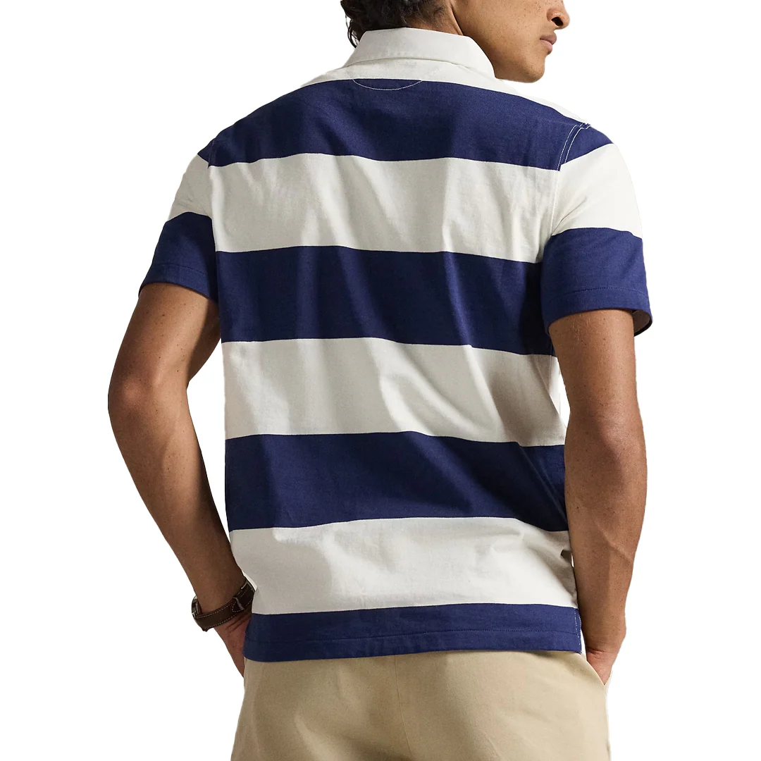 CLASSIC FIT SHORT SLEEVE RUGBY SHIRT DARK COBALT/DECK WHITE - Image 2