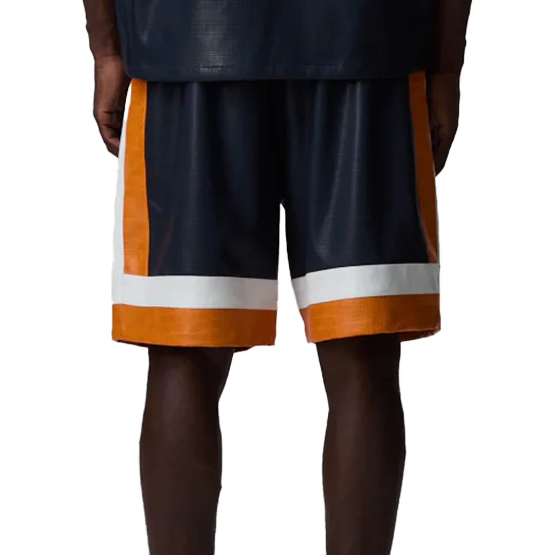 STADIUM LEATHER SHORTS NAVY/ORANGE/ECRU - Image 3