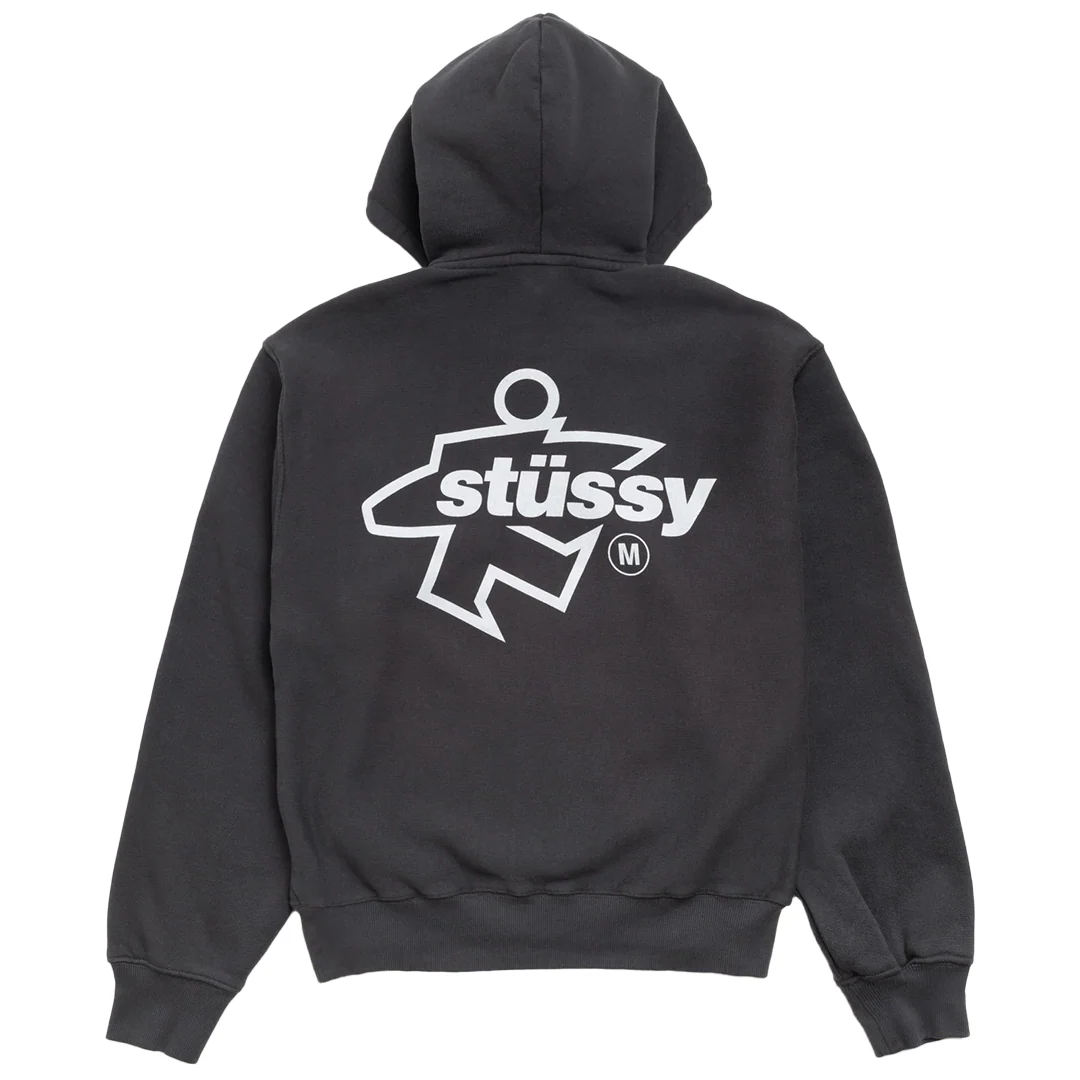 SURF SIZE ZIP HOODIE FADED BLACK