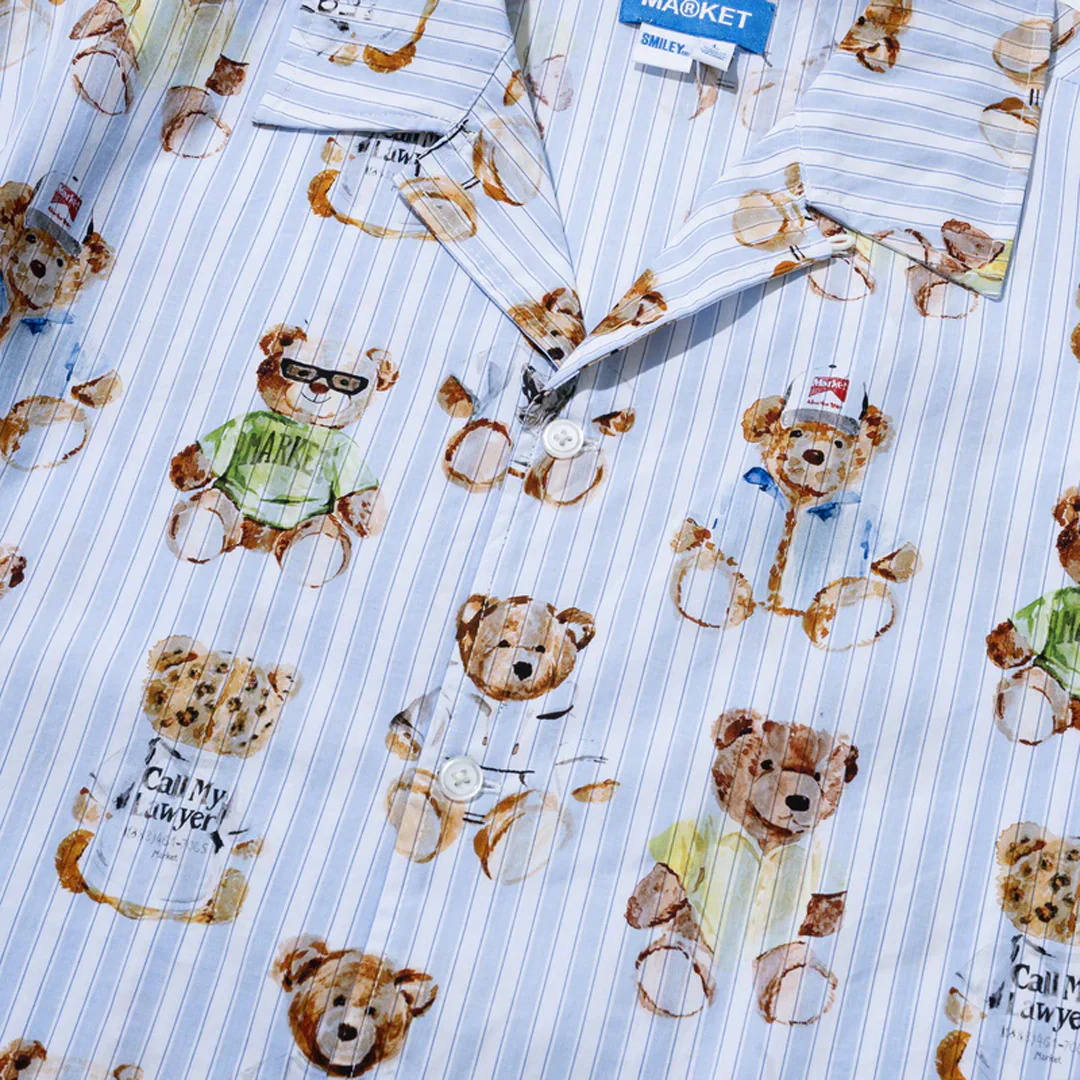 TEDDY STRIPED SHORT SLEEVE WOVEN SHIRT MULTI/BLUE - Image 3
