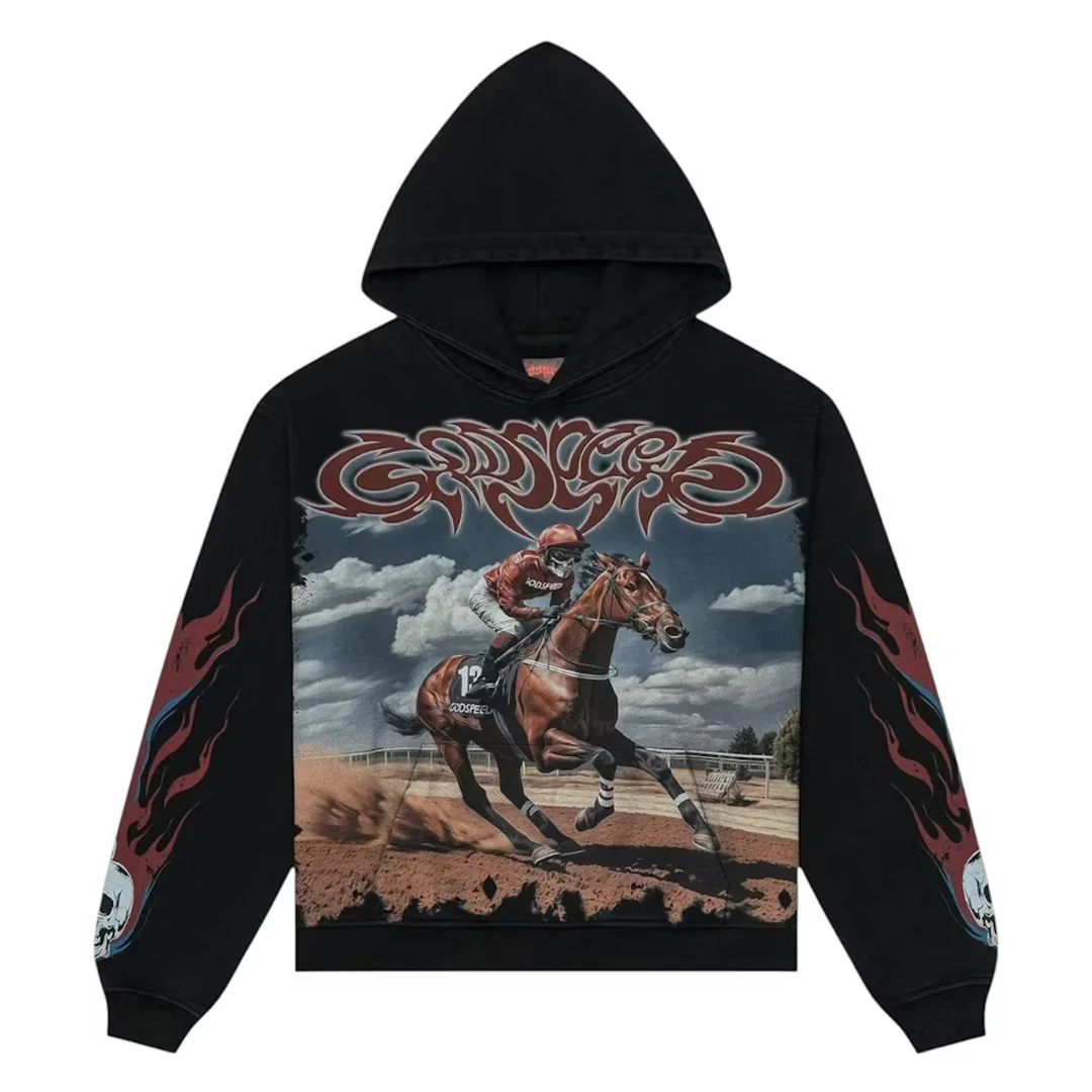 THOROUGHBRED HOODIE BLACK WASH