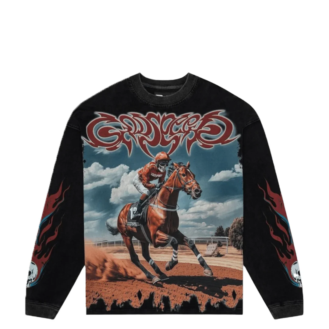 THOROUGHBRED LS T-SHIRT WASHED BLACK