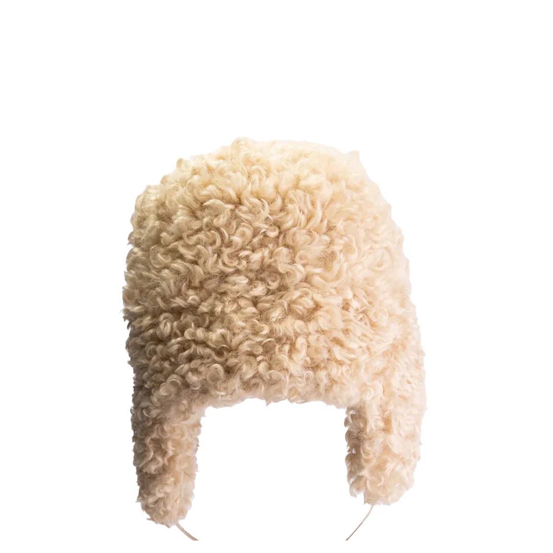 TRAVERTINE BEIGE FAUX FUR CHAPKA - Image 2