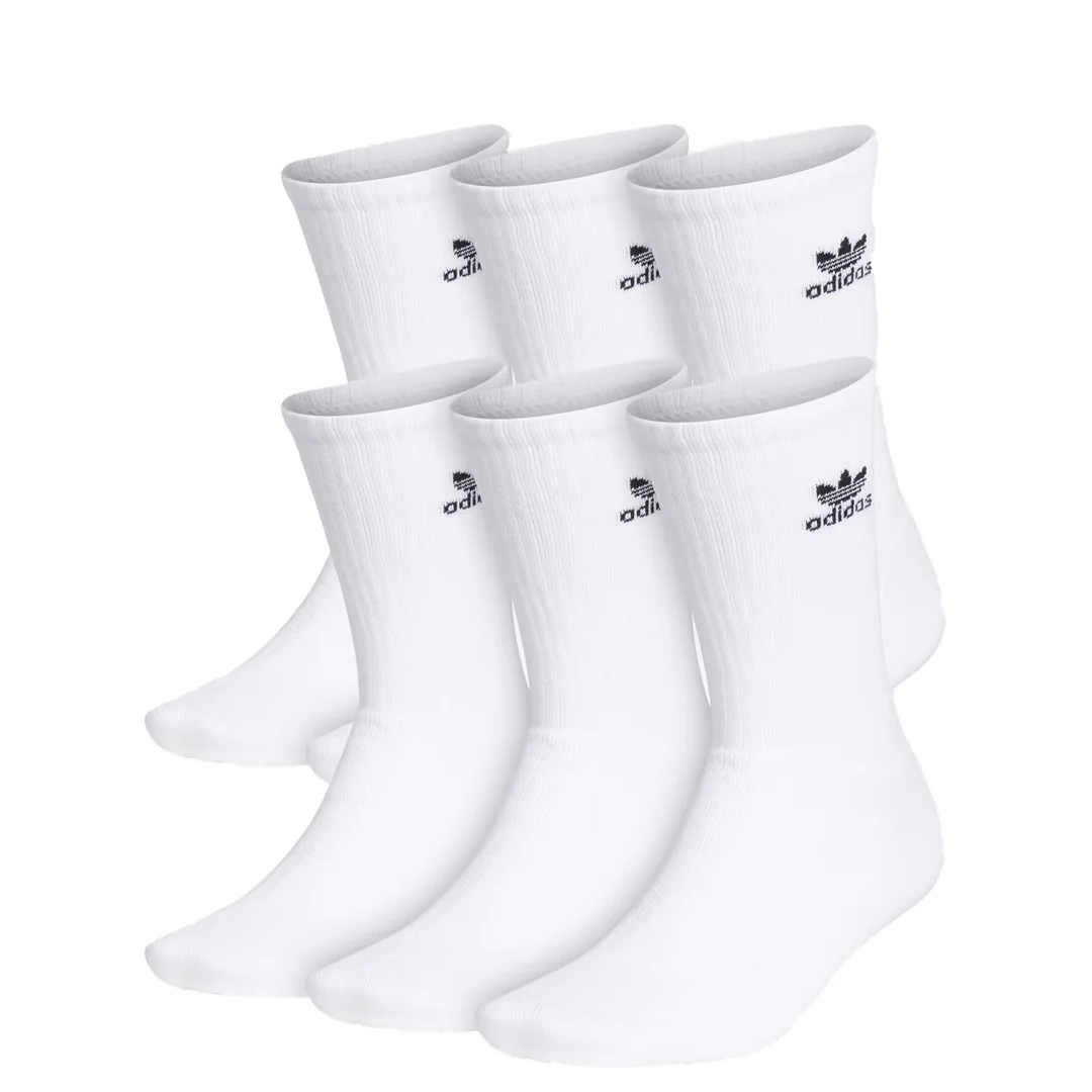 TREFOIL CREW SOCKS (6 PAIRS) WHITE