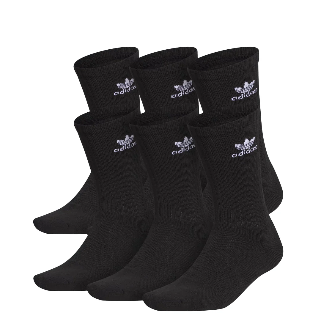 TREFOIL CREW SOCKS BLACK (6 PAIRS)