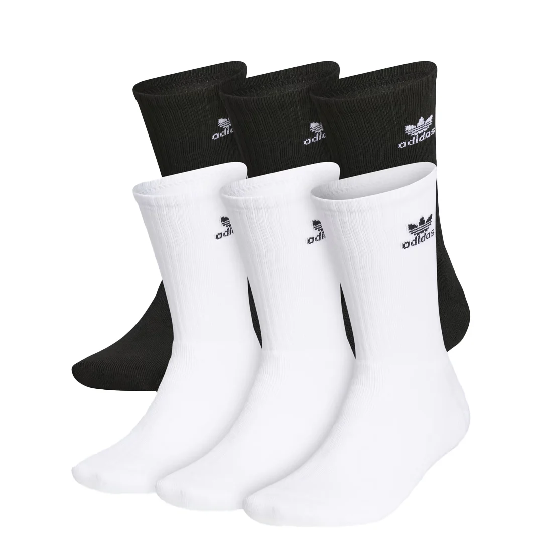 TREFOIL CREW SOCKS BLACK/WHITE (6 PACK)