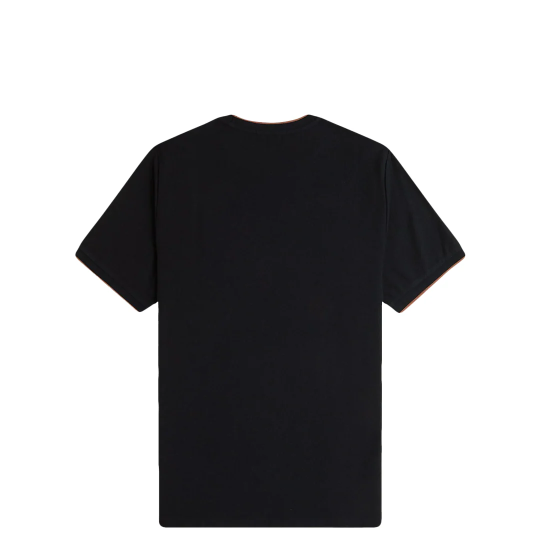 TRIM DETAIL CREPE PIQUE T-SHIRT BLACK - Image 3