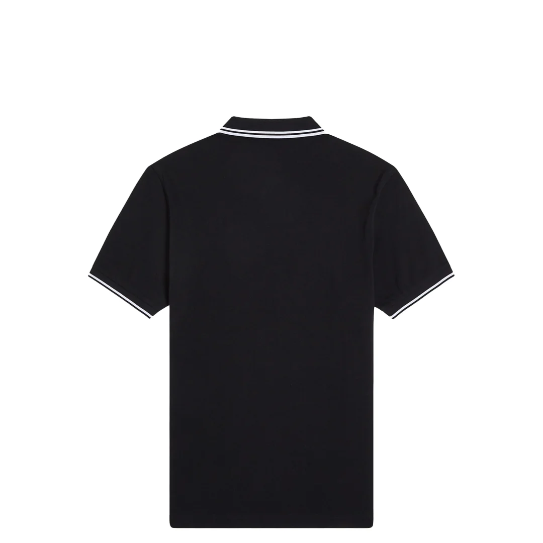 TWIN TIPPED FRED PERRY PIQUÉ SHIRT BLACK - Image 2
