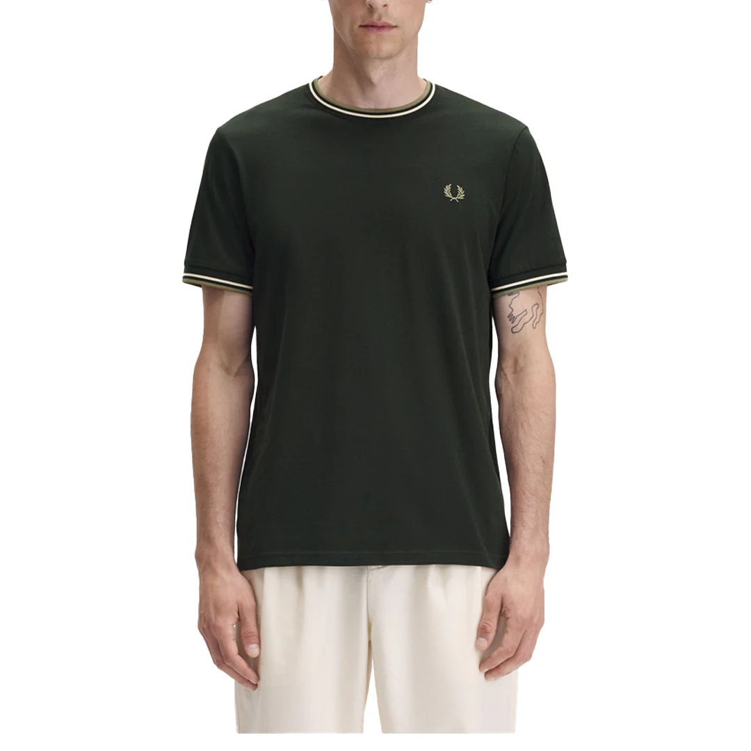 TWIN TIPPED T-SHIRT NIGHT GREEN/LIGHT ECRU - Image 2