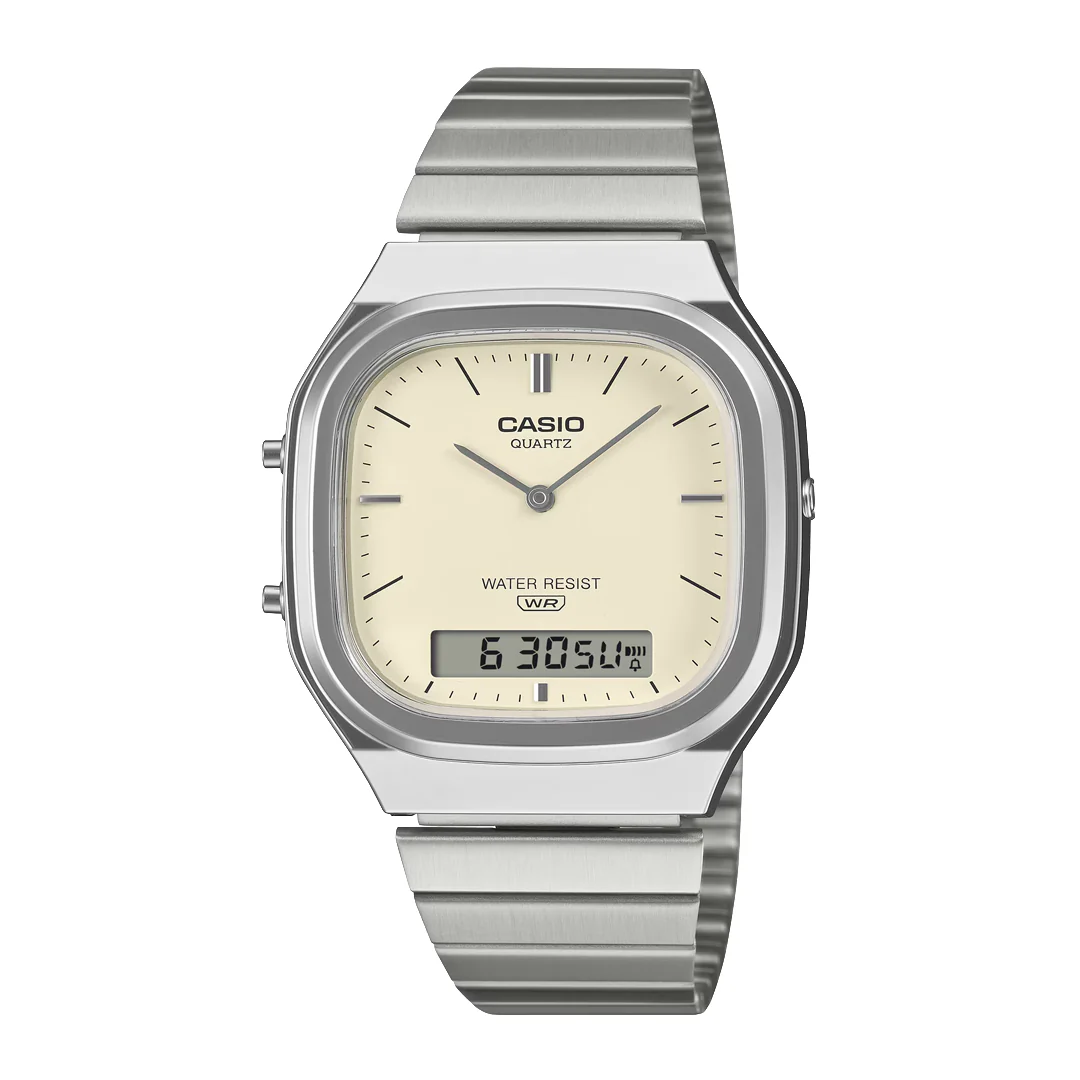 VINTAGE ANALOG-DIGITAL SILVER/WHITE MATTE