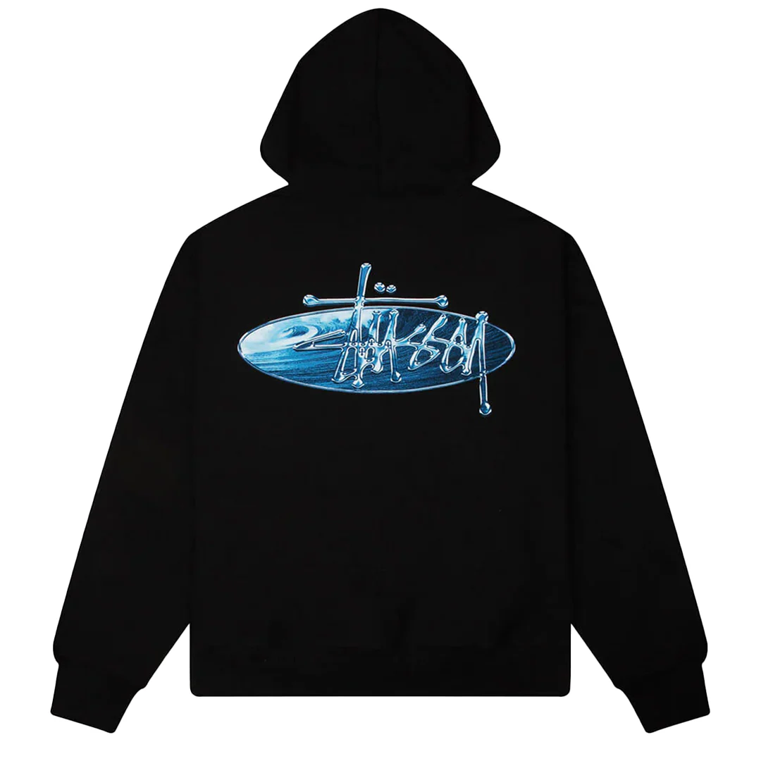 WAVE OVAL HOODIE BLACK - Image 2
