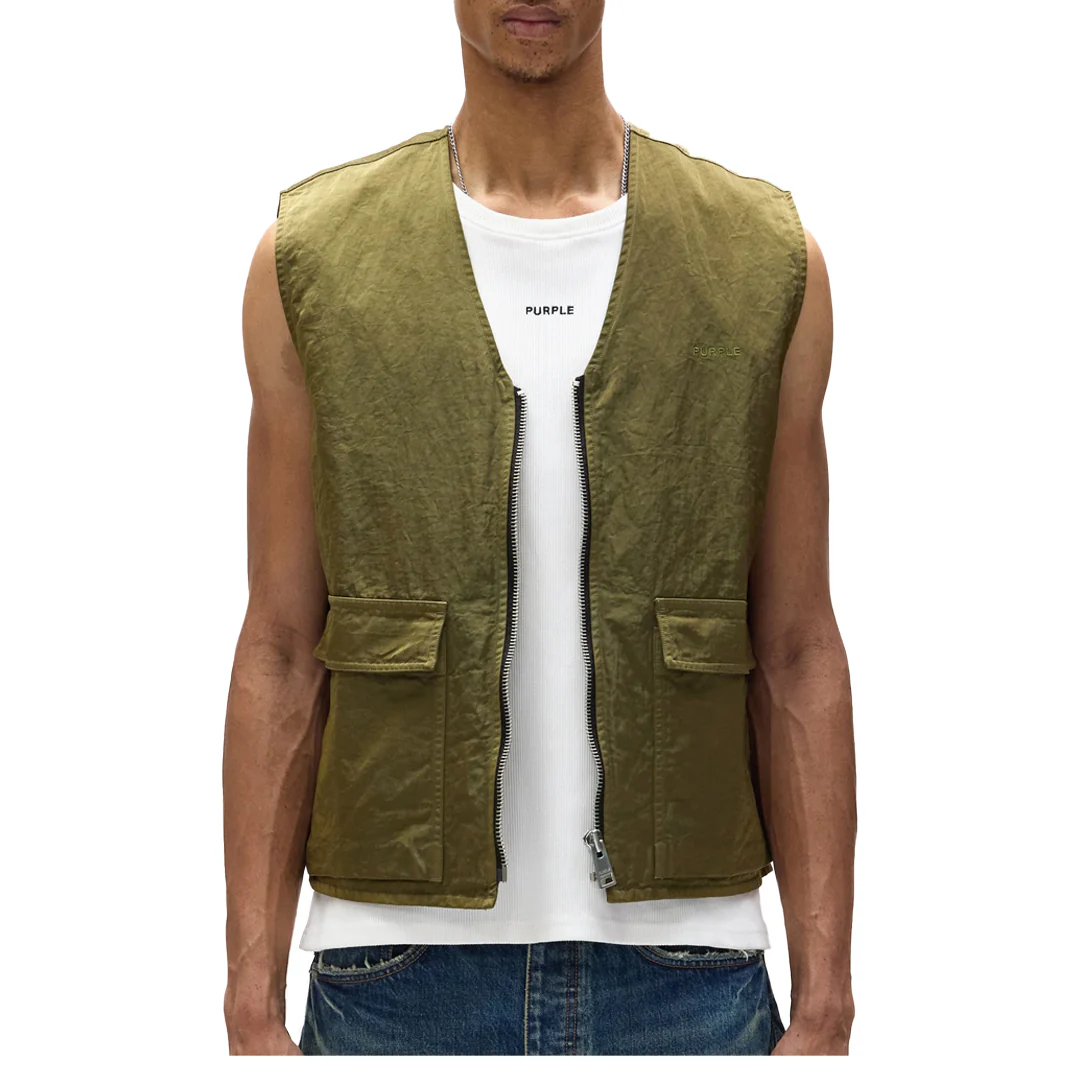 WOVEN FULL ZIP UTILITY VEST MILITARY WORDMARK - Image 3